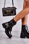 Lacquered Women's Boots With Studs Black Leticia