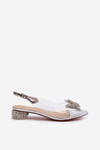 Transparent Sandals with Low Heel with Butterfly Pink Silver D&A MR38-388