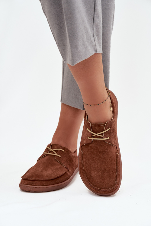 Women's Barefoot Style Shoes Made of Natural Suede Zazoo 327 Brown