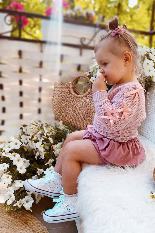 Children's High Sneakers With Lace White Roly-Poly