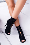 Lu Boo Black Lace-up Sandals Stiletto Boots Natasha
