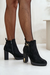 Warm Women's Ankle Boots on High Heel Black Terisanna
