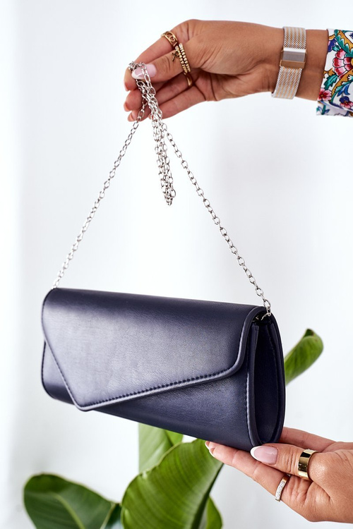 Elegant Clutch Bag With Chain Dark Blue