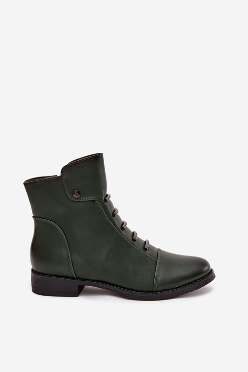 Insulated women's boots with flat heel green Labise