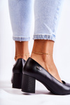 Leather Pumps On A Block Heel Sergio Leone PB178 Black