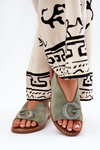 Flat Sandals With Decoration Green Haliones