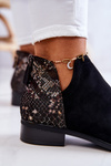 Suede Ankle Boots with Snakeskin Pattern Black Stephanie