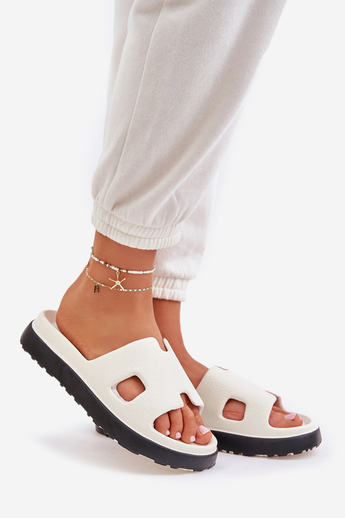 Klapki Damskie Piankowe Lekkie Z Wycięciami Białe Neladith