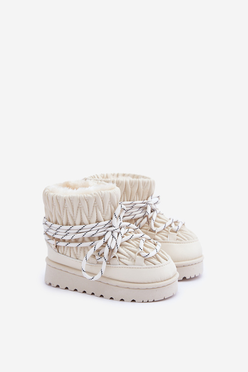 Children's Snow Boots Insulated With Thick Fur Light Beige Nastira