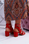 Women's Stiletto Sandals Gladiator Suede Red Nella