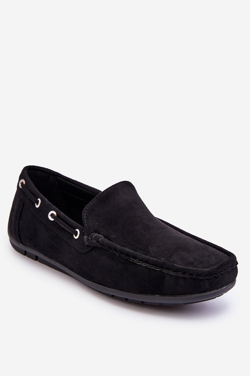 Men's Suede Slip-On Moccasins Black Rayan