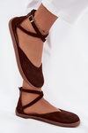 Ladies Suede Ballerinas Barefoot with Straps Zazoo 191 Chocolate