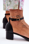 Leather Heeled Sandals Smooth Black Inspire Me!