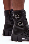Women's Leather Ankle Boots Black SBarski MR870-62