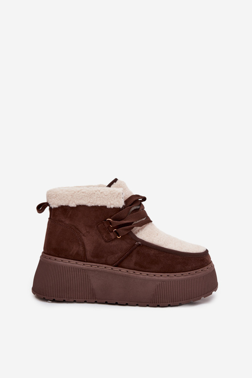 Women's snow boots on platform with fur brown Florivelle