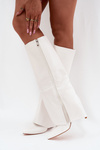 Warm Heeled Boots with Folded Shaft White Tamonia