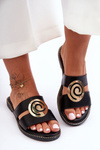 Stylish Slippers with Mirrored Decoration Black Deep Breath
