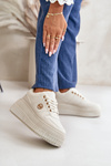 Damskie Buty Sportowe Sneakersy Masywna Podeszwa Beżowe Verissha