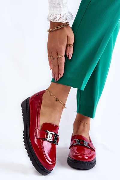 Mokasyny Lakier Platforma Czerwone Abisso