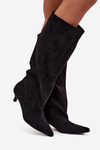 Women's Boots With Heel From Eco Suede Black Pheona