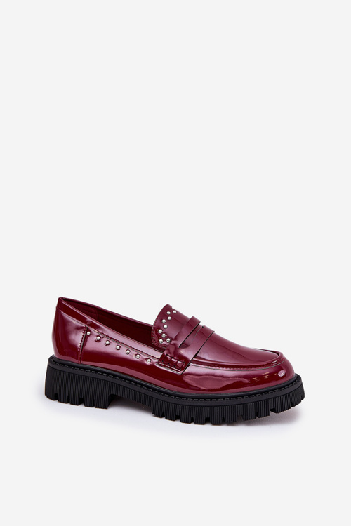 Ladies Patent Moccasins With Decoration Bordeaux Nallae
