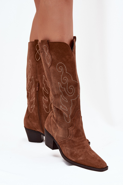 Suede Cowboy Boots For Women With Heel Camel Karira