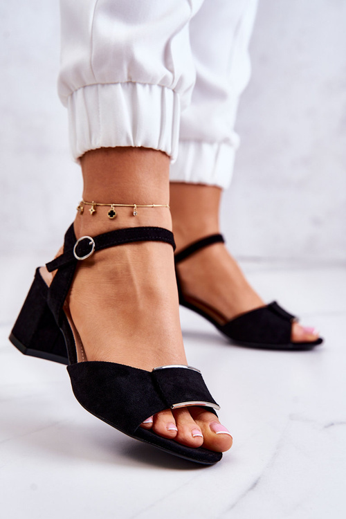 Suede Heel Sandals Lorisa Black