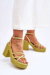Fashionable High Heels Sandals With Straps Lime Shemira