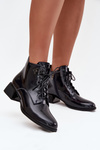 Leather Lacquered Women's Ankle Boots on Block Heel Artiker 57C1117 Black