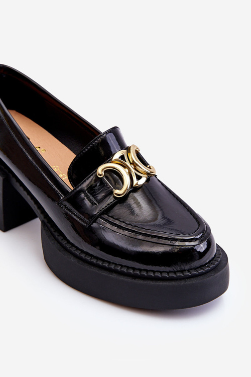 Fashionable Brogues Pumps On Massive Heels Black Imani