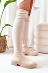 Suede Over The Knee Boots Beige Selina