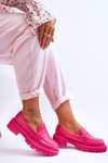 Leather Slip-On Platform Loafers Pink Riverside 
