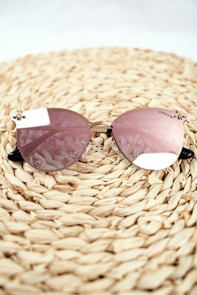 Women's Sunglasses Prius PRE-17 Gold Pink Mirror Insect