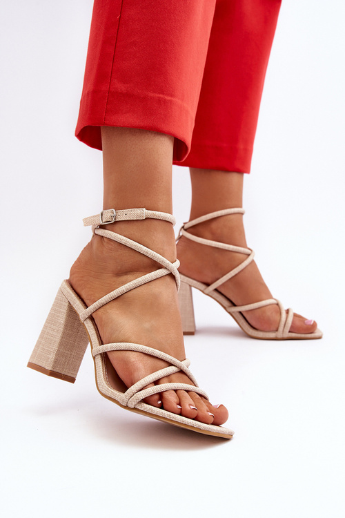 Beige Strappy Wedge Sandals Herfiana