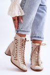 Botki Skóra Ażur Jasnobeżowe Maciejka 05508-22