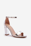 Silver sandals on a heel Thakko