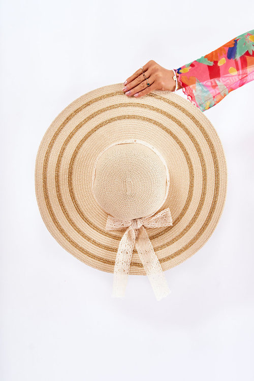Women's Hat With Bow Beige Fibi