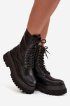 Women's Workery Boots Lined On a Thick Platform Black Felisse