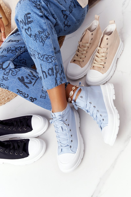 Women's High Sneakers On A Chunky Sole Blue Trissy