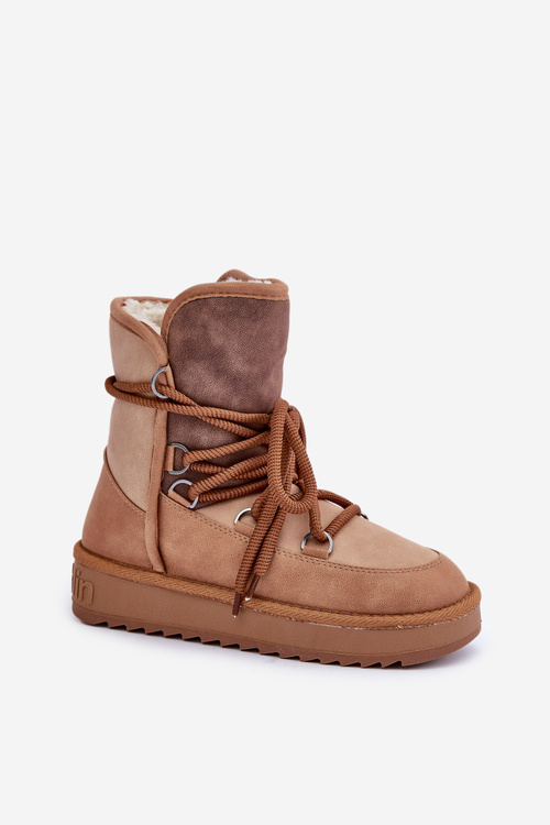 Damskie Śniegowce Z Wiązaniem Na Platformie Camel D.Franklin DFSH370013