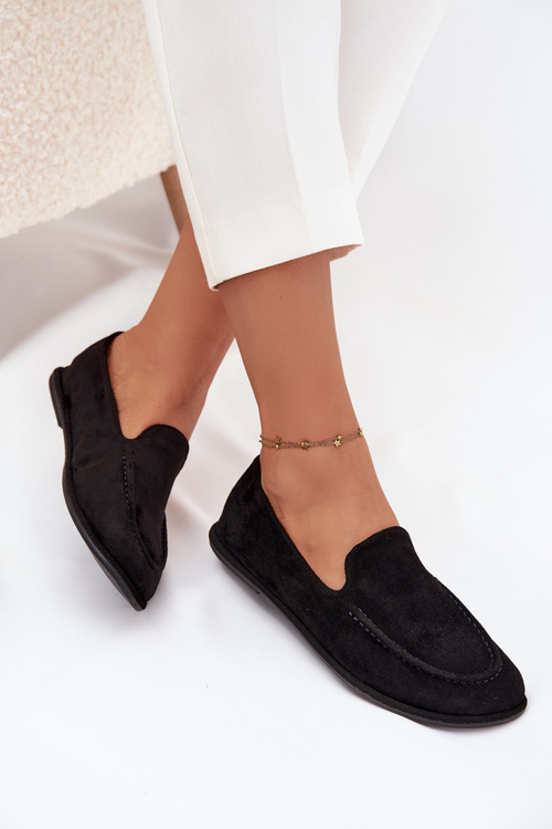 Women's Eco Suede Flat Black Moccasins Miryelle
