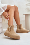 Slip On Women's Platform Boots With A Buckle Eco Suede Brown Ciatheia