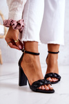 Leather Sandals On Heel Black Henriett