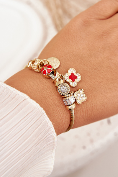 Damska Bransoletka Zawieszkami Charms Złota