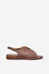 Women's sandals with gold decoration eco suede S.Barski KV27-059 brown