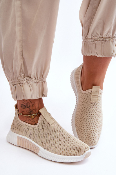 Buty Sportowe Klasyczne Wsuwane Beżowe Frankie QH515