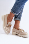 Women's Leather Moccasins with Decoration CheBello 4369 Beige