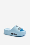 Women's Foam Slides on Chunky Sole with Bear Blue Lamira