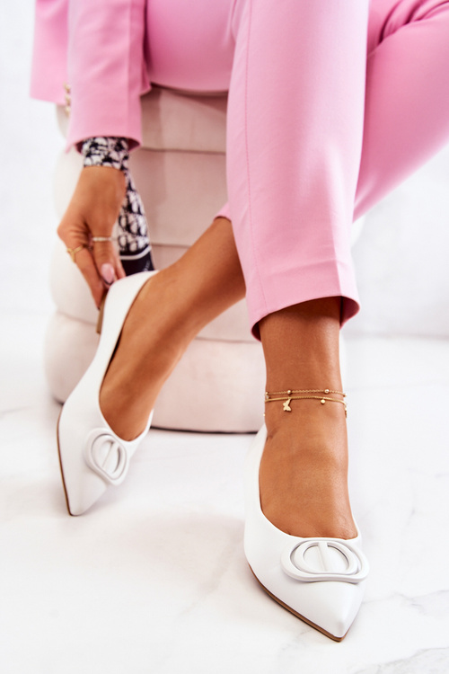 Leather Pointed Ballerinas White Rachelle