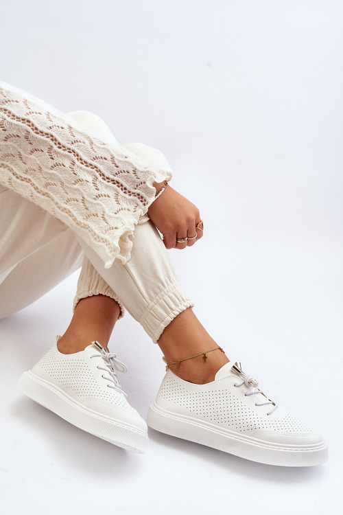 Trampki Damskie Ażurowe Białe Unassemia 777-2